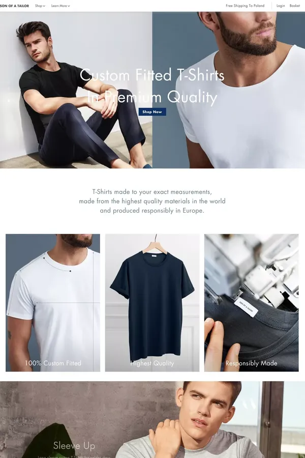 Son of a Tailor - Custom Fitted T-Shirts - Ecommerce design inspiration