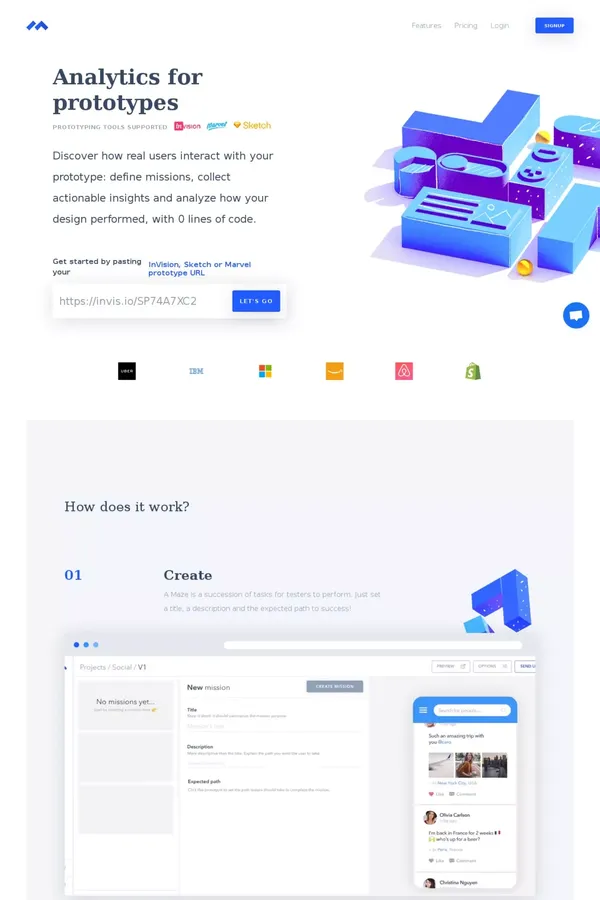 Maze | Analytics for prototypes. - Landing design inspiration