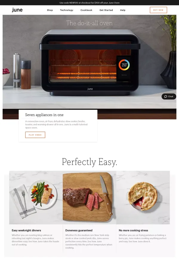 Turn cooking stress into dinnertime success • June Oven - Landing design inspiration