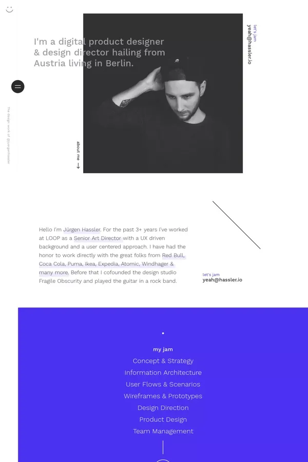 Jürgen Hassler - Digital Product Designer & Design Director - Portfolio design inspiration