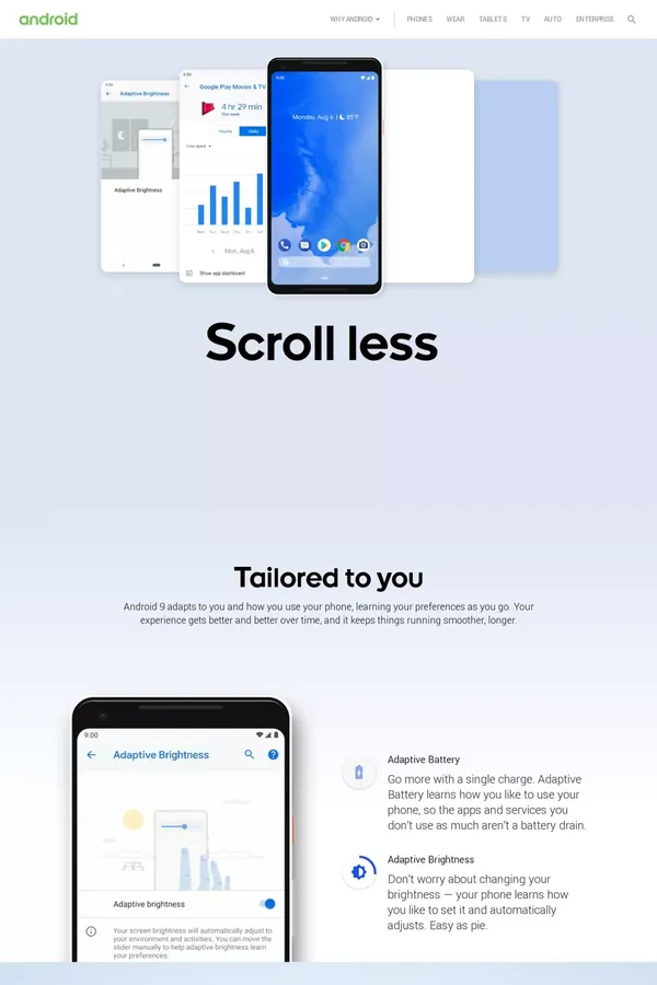Android 9 Pie - Landing design inspiration