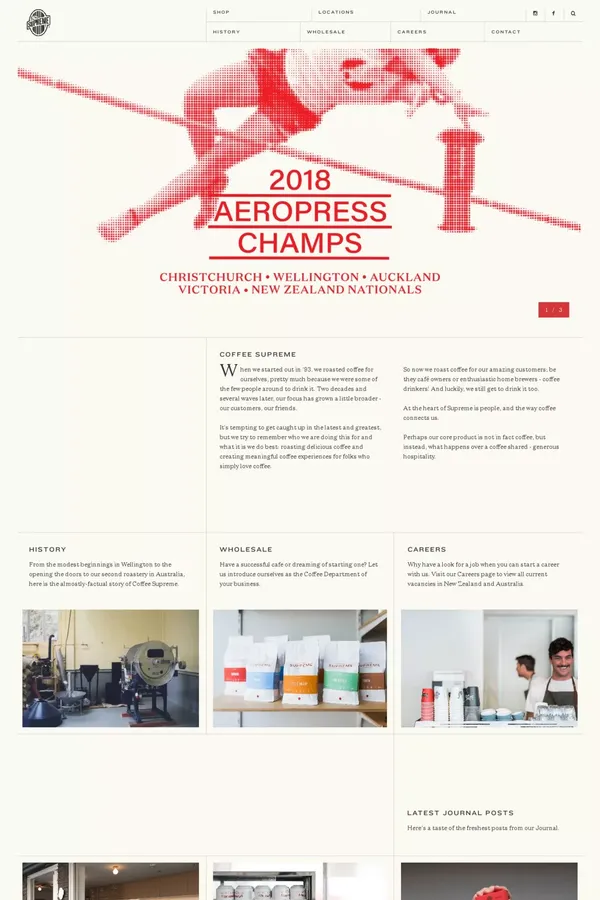 Coffee Supreme | We eat coffee for breakfast - Blog design inspiration