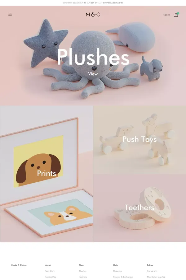 Maple & Cotton - Ecommerce design inspiration