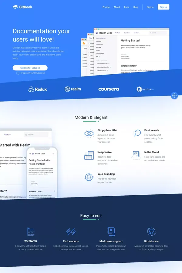GitBook - Landing design inspiration