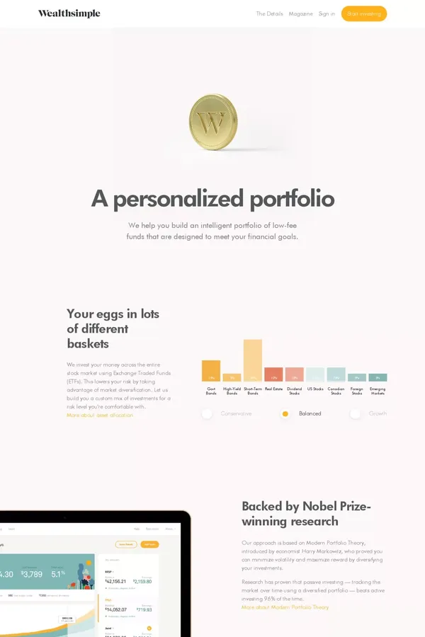 The Details | Wealthsimple - Landing design inspiration