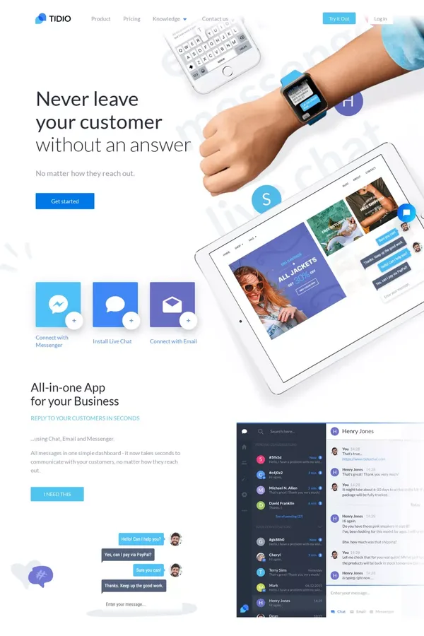 Tidio Live Chat | Free Livechat Solution - Landing design inspiration