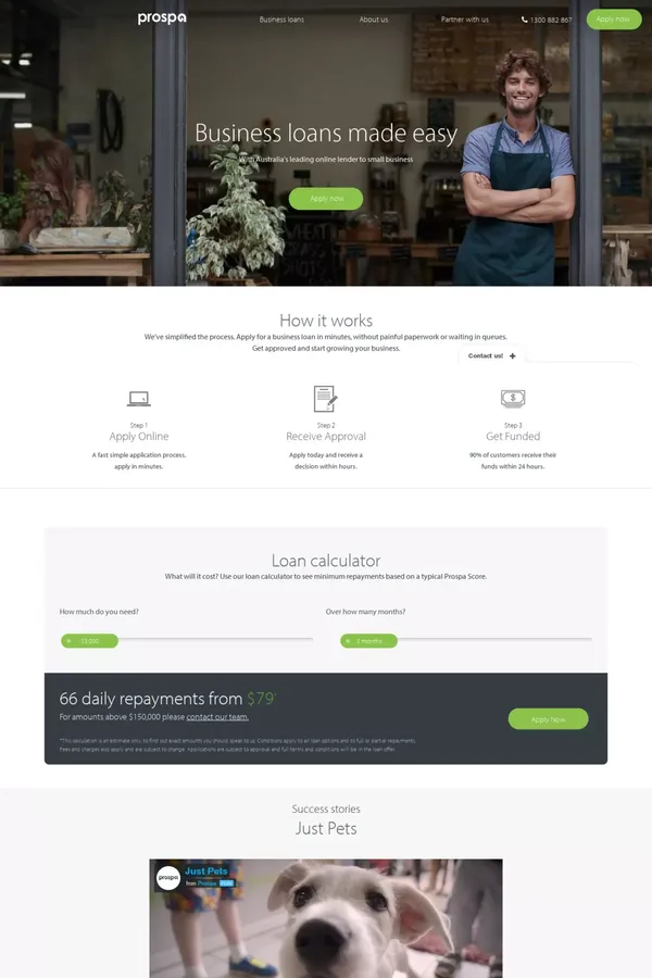 Prospa | Small Business Loan - Landing design inspiration