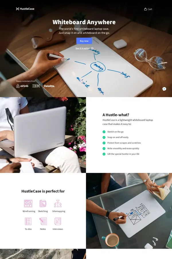HustleCase - The Whiteboard Laptop Case - Landing design inspiration