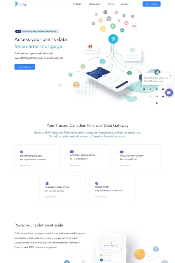Flinks: Connect Your App with 250M+ Canadian Financial Accounts - Landing design inspiration