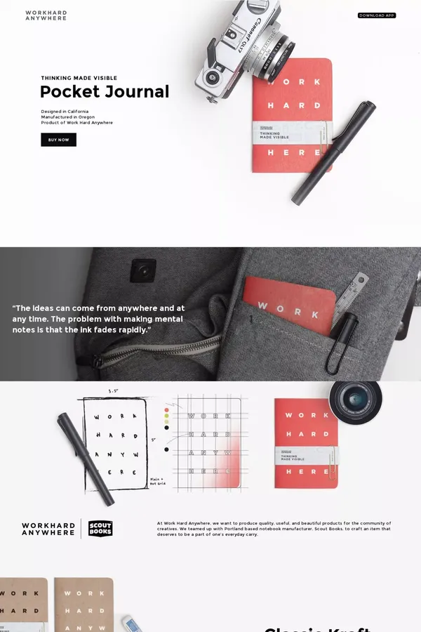 Pocket Journal - Work Hard Anywhere - Landing design inspiration