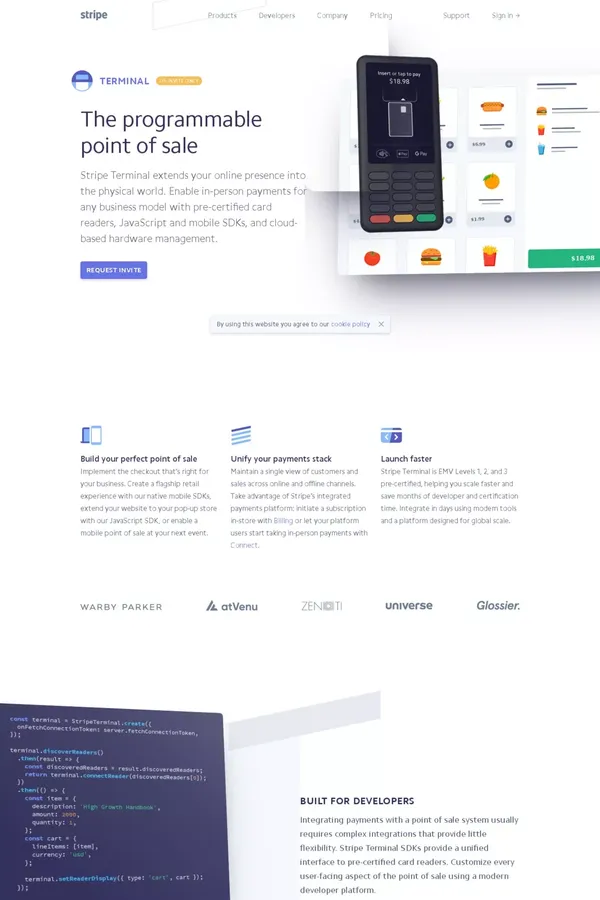 Stripe Terminal: The programmable point of sale - Landing design inspiration