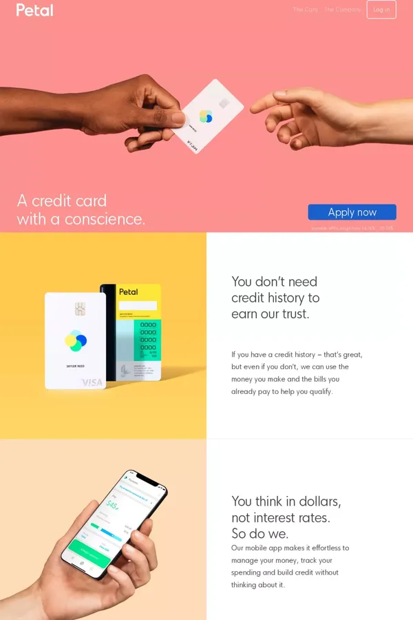 Petal - High Limit, Low Interest, No-Fee Credit Card - Landing design inspiration