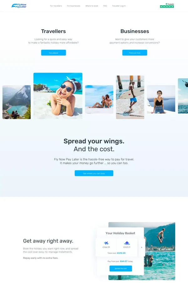 Fly Now Pay Later - website design inspiration