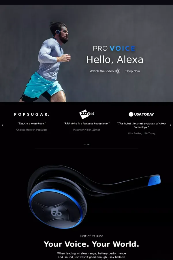 PRO Voice Wireless Headphones with Amazon Alexa Voice Recognition. - website design inspiration