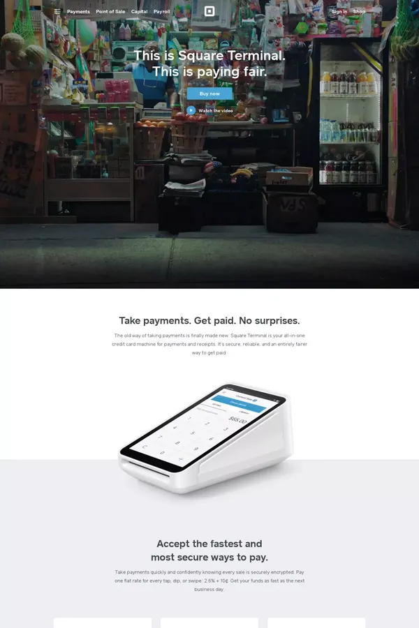 Square Terminal - Landing design inspiration