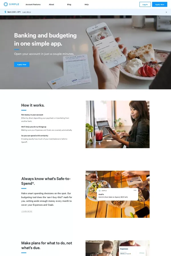 Simple | Online Banking With Built-In Budgeting & Saving Tools - Landing design inspiration