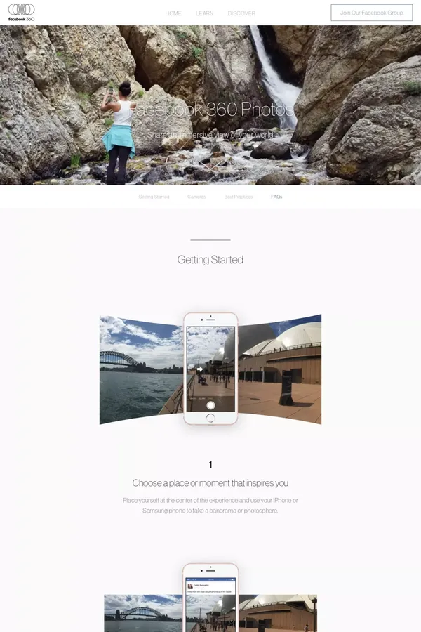 Facebook 360 - Landing design inspiration