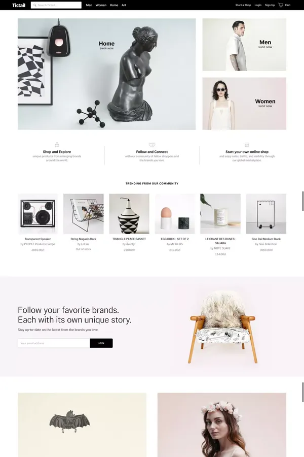 Tictail - Buy and sell clothes, jewelry, art, fashion, and home decor products • Tictail - Ecommerce design inspiration