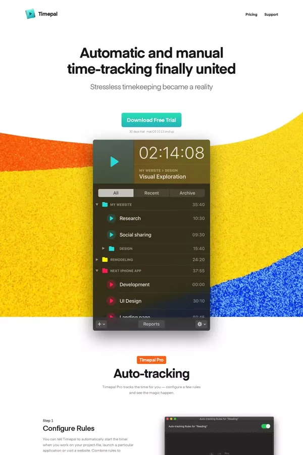 Timepal — Automatic and manual time-tracking - Landing design inspiration