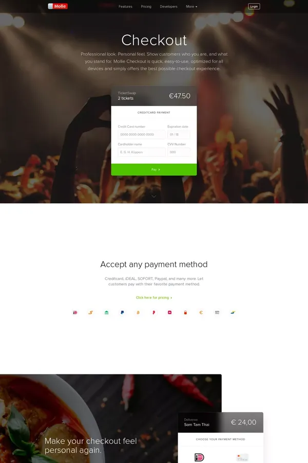 Mollie Checkout - Landing design inspiration