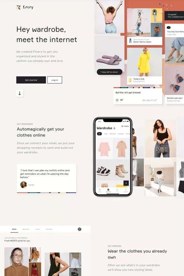 Finery: The Wardrobe Operating System™ - Landing design inspiration
