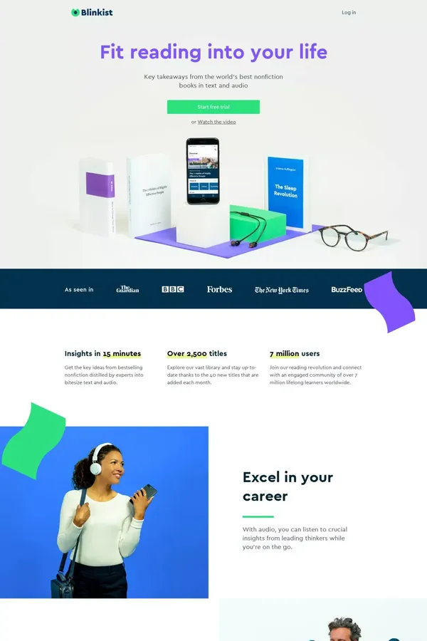 Blinkist: Big ideas in small packages - Landing design inspiration