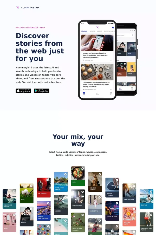 Hummingbird - website design inspiration