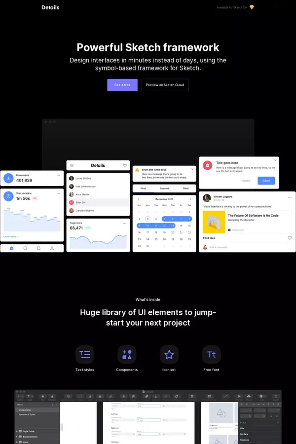 Details Framework – Design system for Sketch - Landing design inspiration