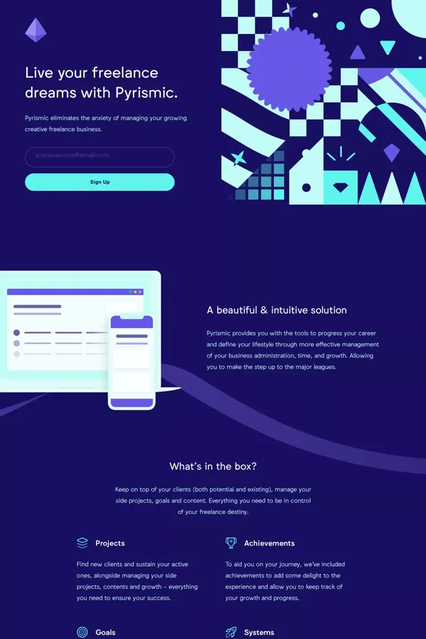 Pyrismic | Live Your Freelance Dreams - Landing design inspiration