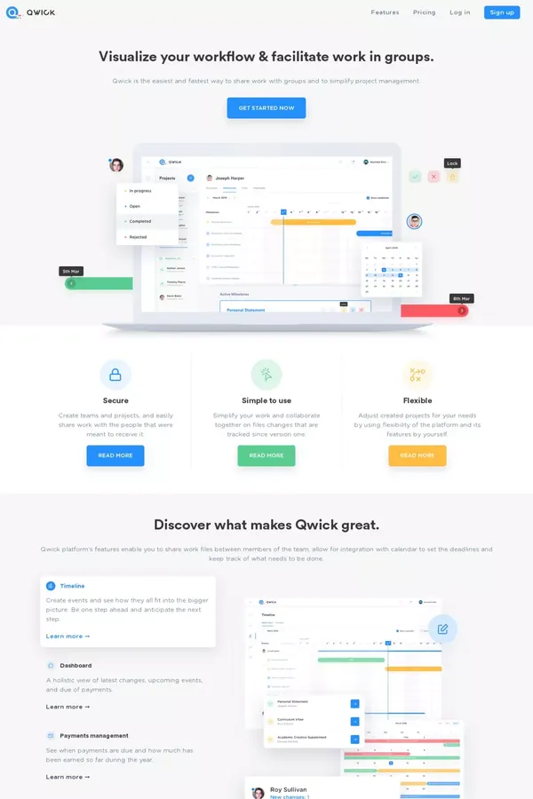 Qwick - Landing design inspiration