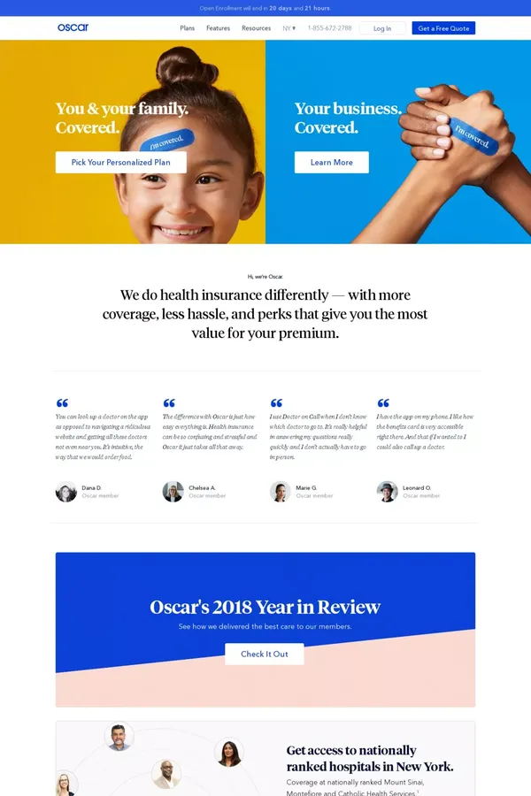 Oscar | Smart, simple health insurance. - Landing design inspiration