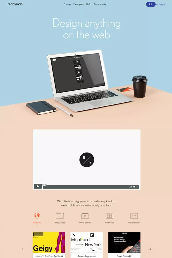Readymag — Design anything on the web - Landing design inspiration