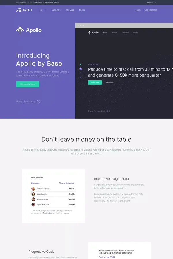 Apollo - Base CRM - Landing design inspiration