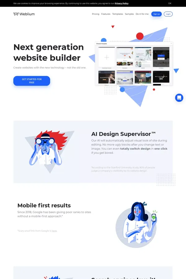 Weblium: Free AI Website Builder | Create a Website for Free - Landing design inspiration