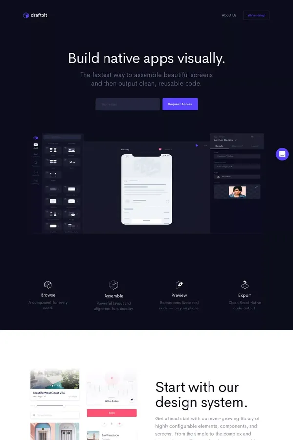 Draftbit - Build Native Apps Visually - Landing design inspiration