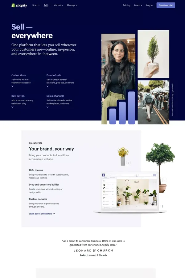 Sell on Shopify - Shopify - Landing design inspiration