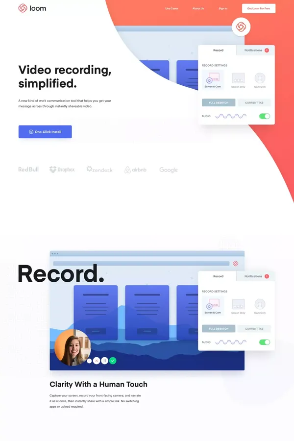 Loom | Free Screen & Video Recording Software - Landing design inspiration