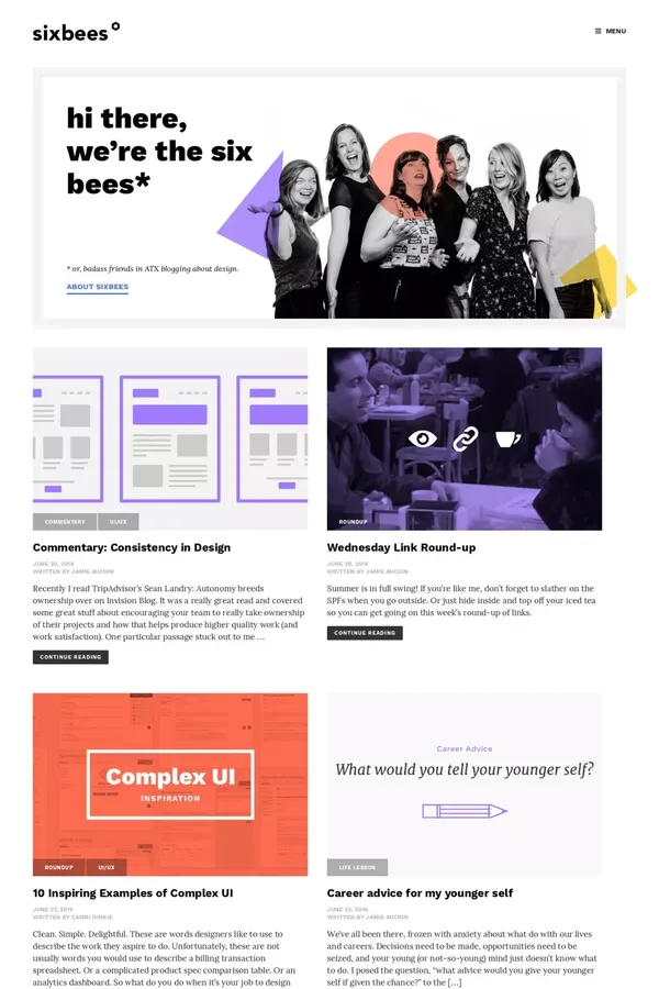 Sixbees - Blog design inspiration