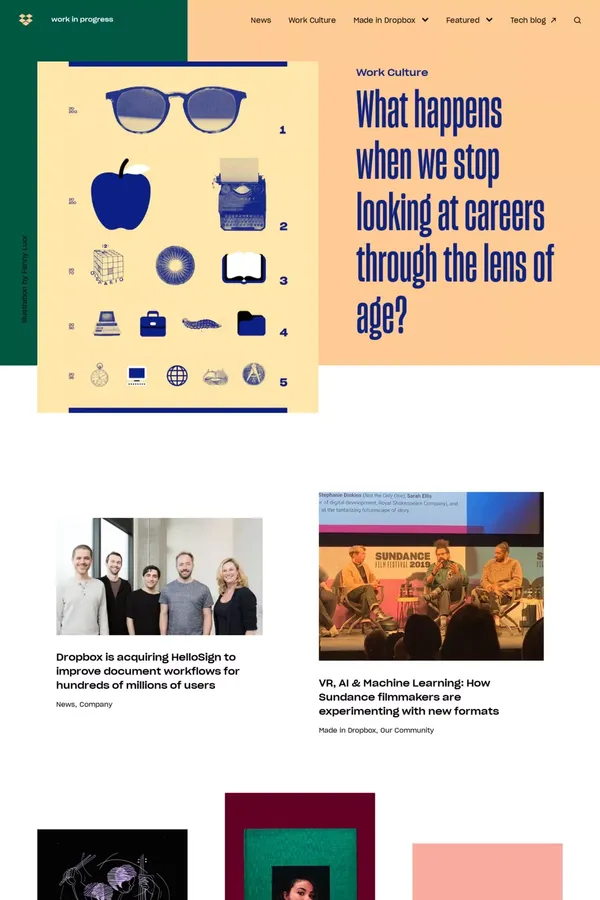 Work in Progress | Dropbox Blog - Blog design inspiration