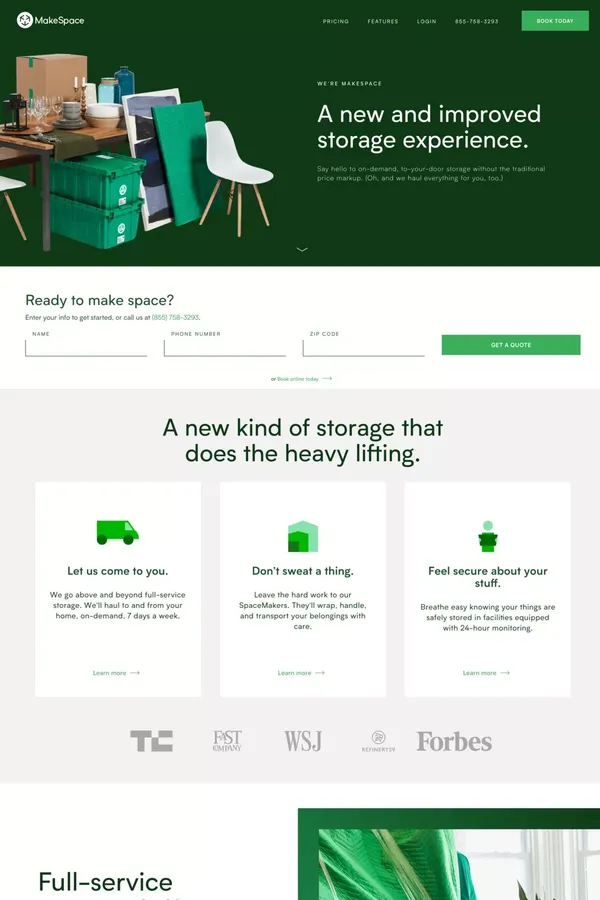 MakeSpace - Landing design inspiration