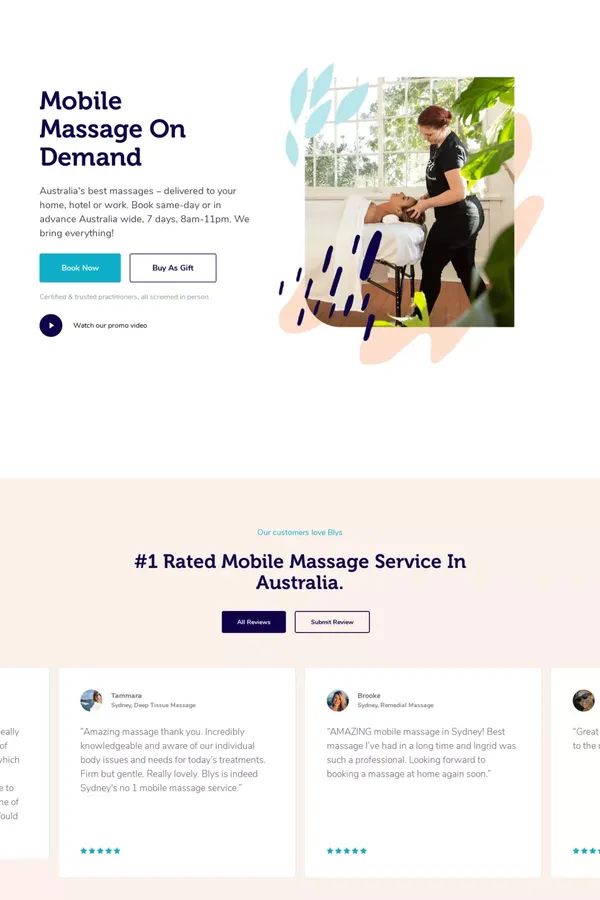 Mobile Massage Sydney - Home Massage Sydney | Blys - Landing design inspiration