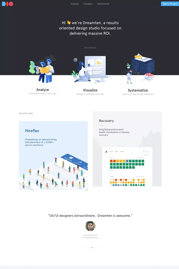 Dreamten - Results Oriented App Design - Portfolio design inspiration