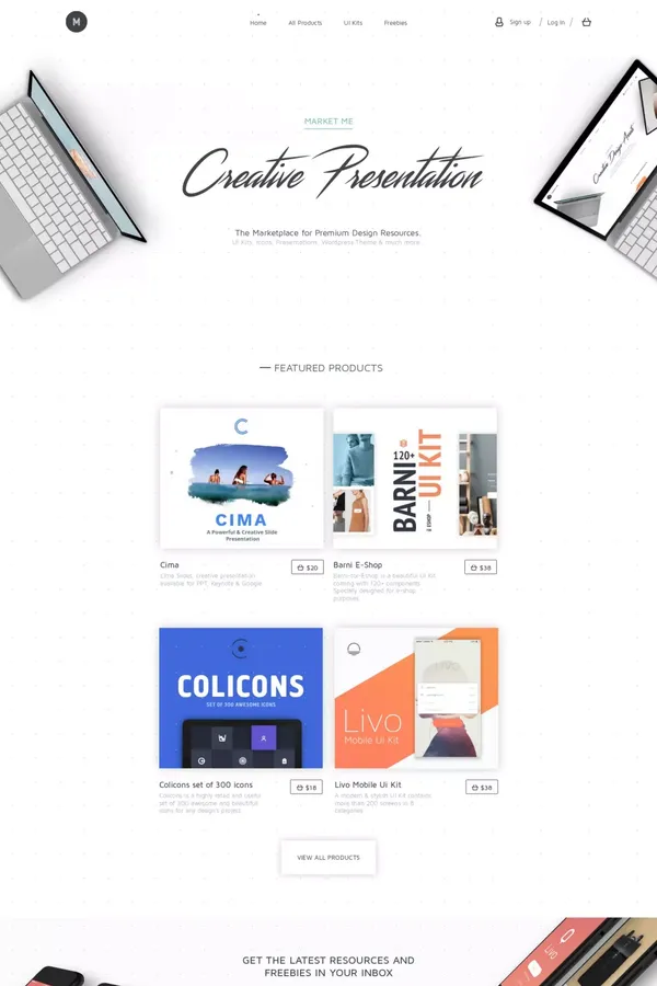 Market Me - Creative Assets made for Creative Folks - Landing design inspiration