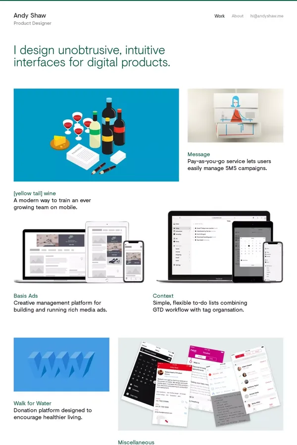 Andy Shaw – Product Designer - website design inspiration