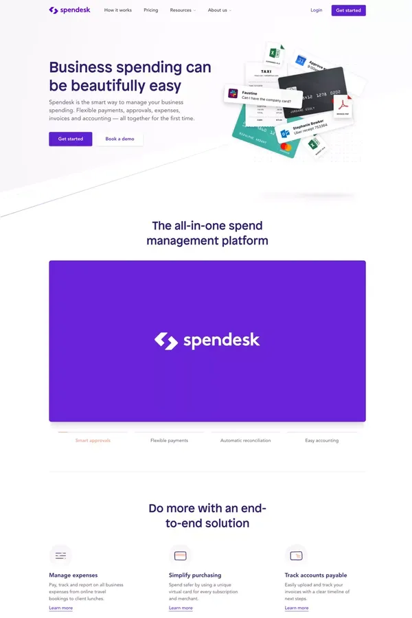 Smart spend management software for business | Spendesk - Landing design inspiration
