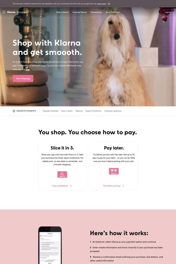 Smoooth Payments - Klarna UK - Landing design inspiration
