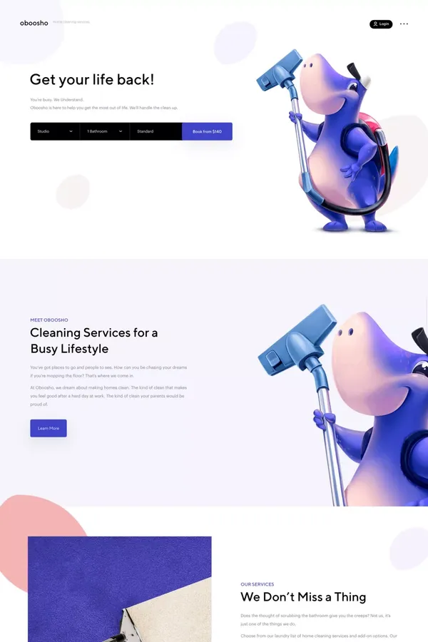 Oboosho — New York Cleaning - Landing design inspiration
