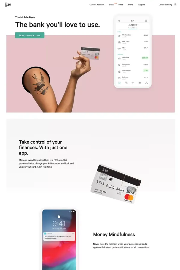 The Mobile Bank — N26 United Kingdom - Landing design inspiration