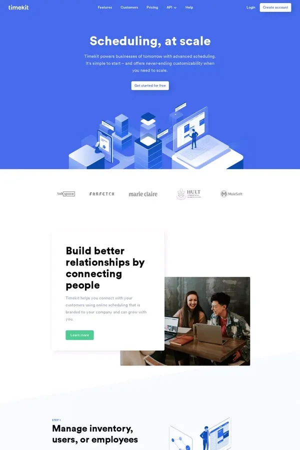 Scheduling is easy with Timekit - Landing design inspiration