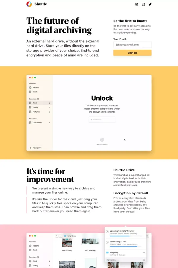 The future of digital archiving — Shuttle - Landing design inspiration